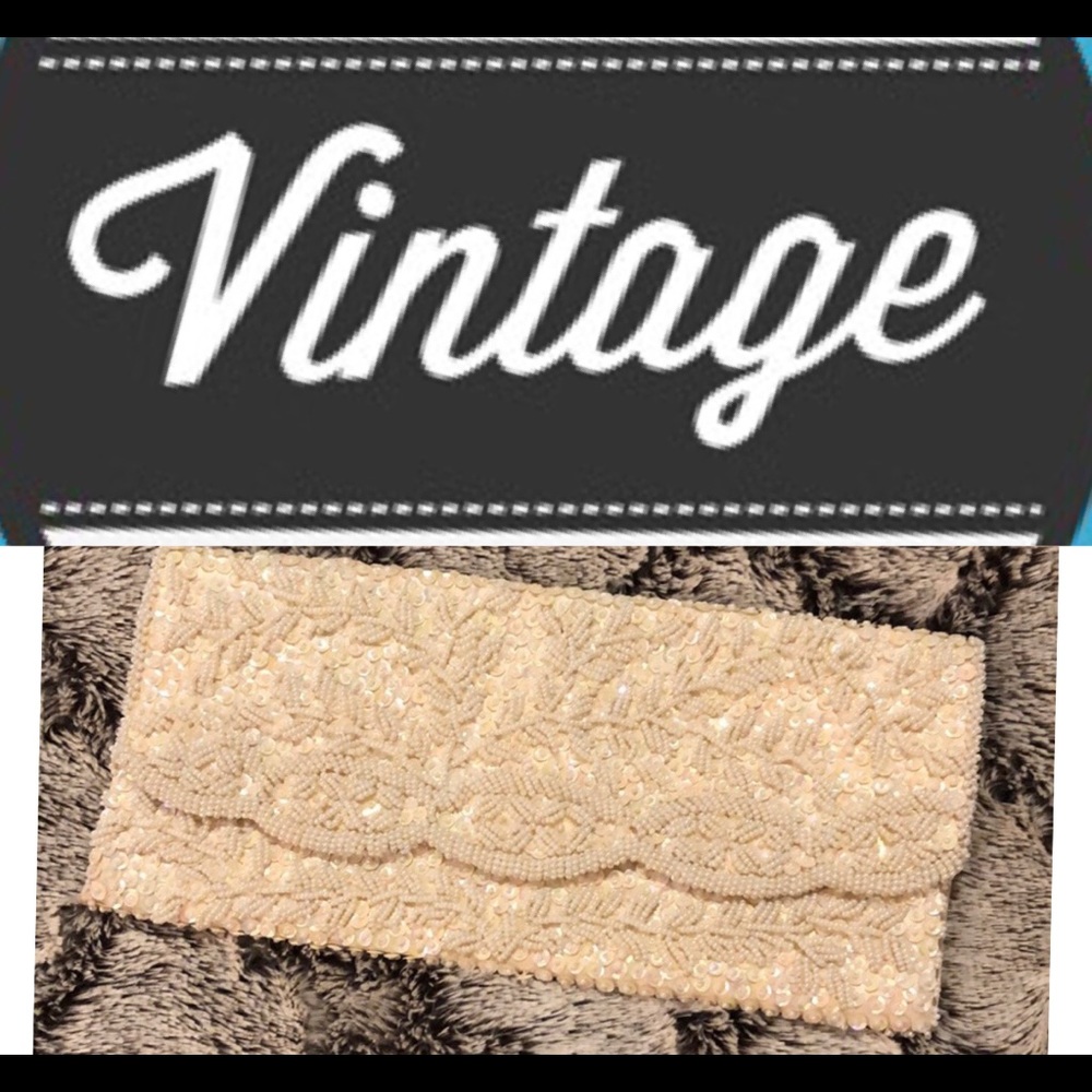Vintage beaded sequin white clutch